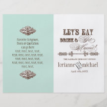 Eat, Drink n Get Married, Formal Wedding Program Full Colour Flyer