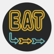 Eat Retro Neon Sign Art Stickers