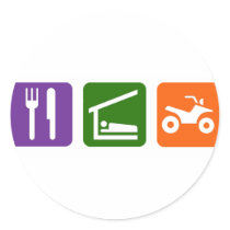 Eat Sleep ATV Round Stickers