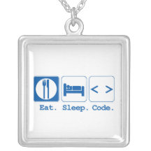 eat sleep code (html) personalized necklace