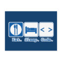 eat sleep code (html) postcards