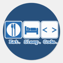 eat sleep code (html) round sticker