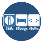 eat sleep code (html) round sticker
