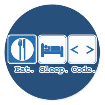 eat sleep code (html) round sticker