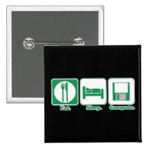 eat sleep computer (green) button