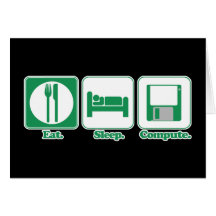 eat sleep computer (green) greeting card