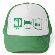 eat sleep computer (green) trucker hat