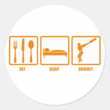 Eat Sleep Cricket Round Sticker