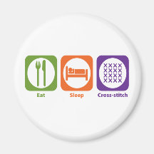 Eat Sleep Cross-stitch Fridge Magnet