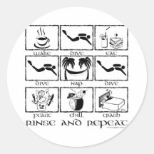 Eat Sleep Dive Rinse and Repeat Round Sticker