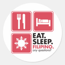 Eat Sleep Filipino - Red Round Sticker