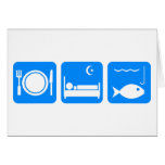 Eat Sleep Fish blue Greeting Cards