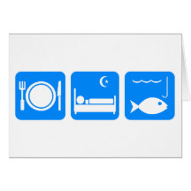 Eat Sleep Fish blue Greeting Cards