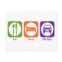 Eat Sleep Fix Cars Postcards