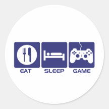 Eat Sleep Game Round Sticker