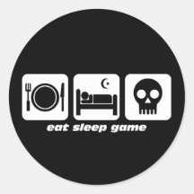 Eat sleep game round sticker