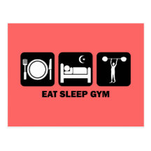 eat sleep gym post cards