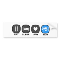 Eat. Sleep. Love. Run. Blue Bumper Stickers