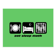 eat sleep math postcards