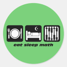 eat sleep math round sticker
