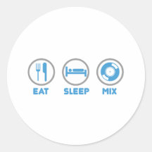 Eat, Sleep, Mix Again - DJ Disc Jockey Music Deck Round Sticker