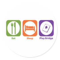 Eat Sleep Play Bridge Round Sticker
