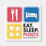 Eat Sleep Pusoy - Red Blue Yellow Refrigerator Magnets
