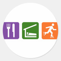 Eat Sleep Rollerblading Round Stickers