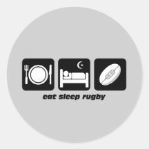 eat sleep rugby round stickers