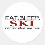 Eat Sleep Ski Round Stickers