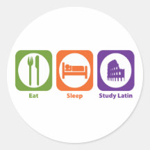 Eat Sleep Study Latin Round Stickers