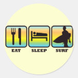 Eat, Sleep, Surf Round Sticker