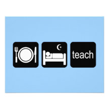 Eat sleep teach personalised invitations