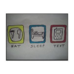 eat,sleep,texting card postcards