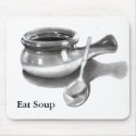 EAT SOUP: PENCIL ART: BOWL, SPOON mousepads