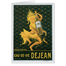 Eau De Vie Dejean Vintage Wine Drink Ad Art Greeting Card