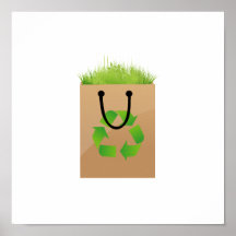 eco brown shopping bag grass recycle.png poster