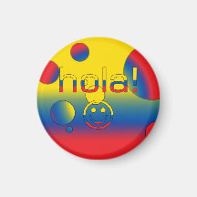 Ecuadorian Gifts : Hello / Hola + Smiley Face Fridge Magnets