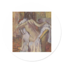 Edgar Degas - After Bath to Dry Wife nude 1896-98 Round Stickers