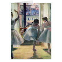 Edgar Degas - Three dancers in a practice room Greeting Cards