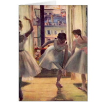 Edgar Degas - Three dancers in a practice room Greeting Card