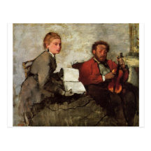 Edgar Degas - Voilinist & woman w/ music book 1879 Post Card
