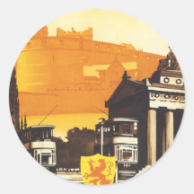 Edinburgh via LNER Rail Poster Round Stickers
