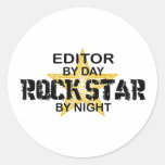 Editor Rock Star by Night Round Stickers