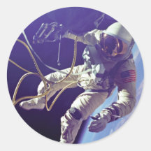 Edward H. White first American Space Walker NASA Round Stickers