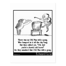 Edward Lear's Old Man with a gong Limerick Postcard