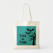 Eerie Bats Halloween Trick or Treat Bag, Aqua