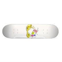 egg flower crown yellow straw.png skateboard deck