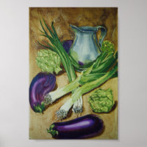 Eggplant, Leek & Artichoke Posters