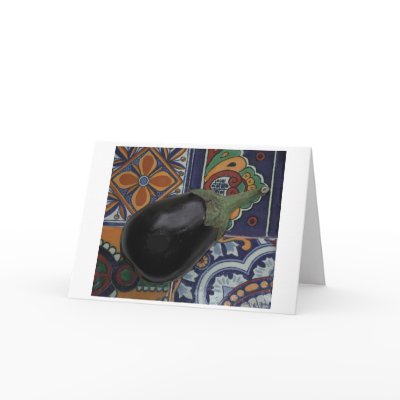Eggplant on Tiles Cards by suzidog